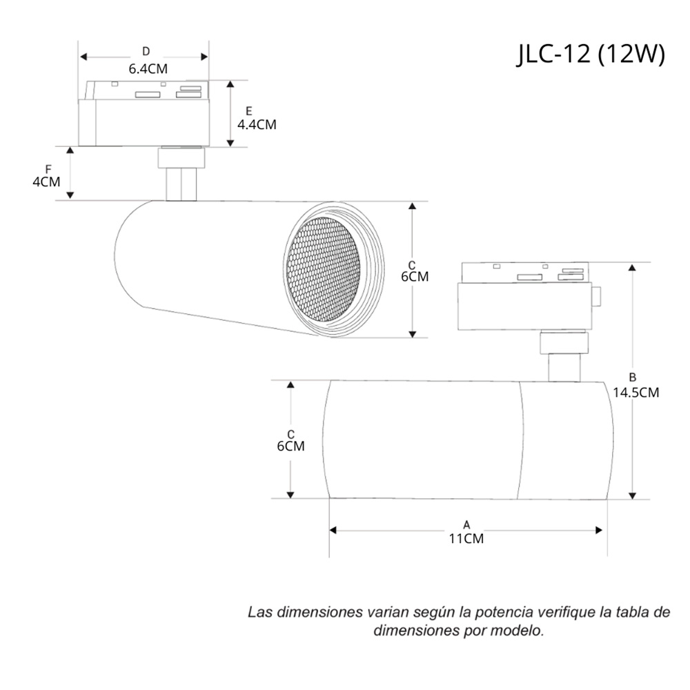 Luminario Spot Riel Negro