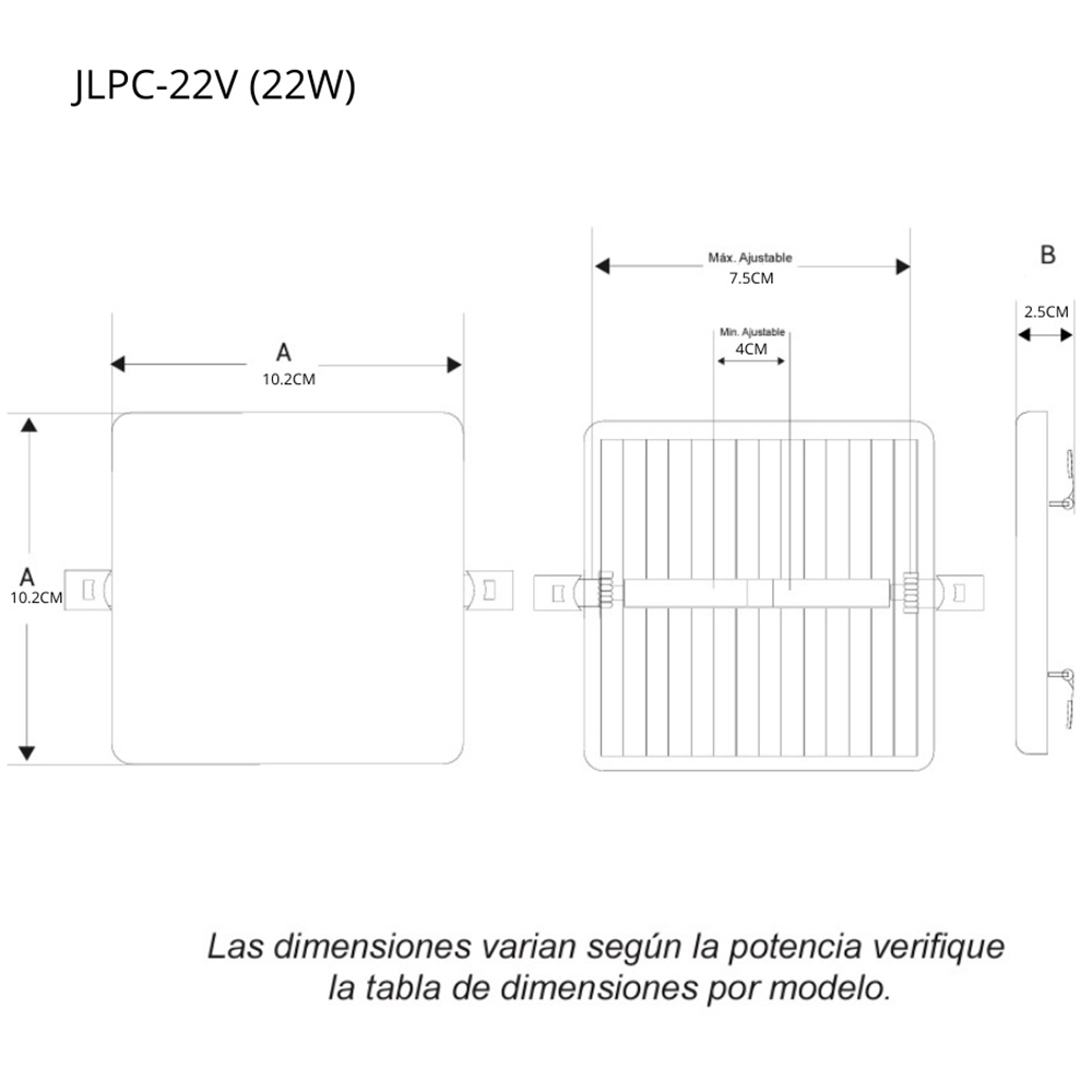 Panel LED cuadrado sin marco
