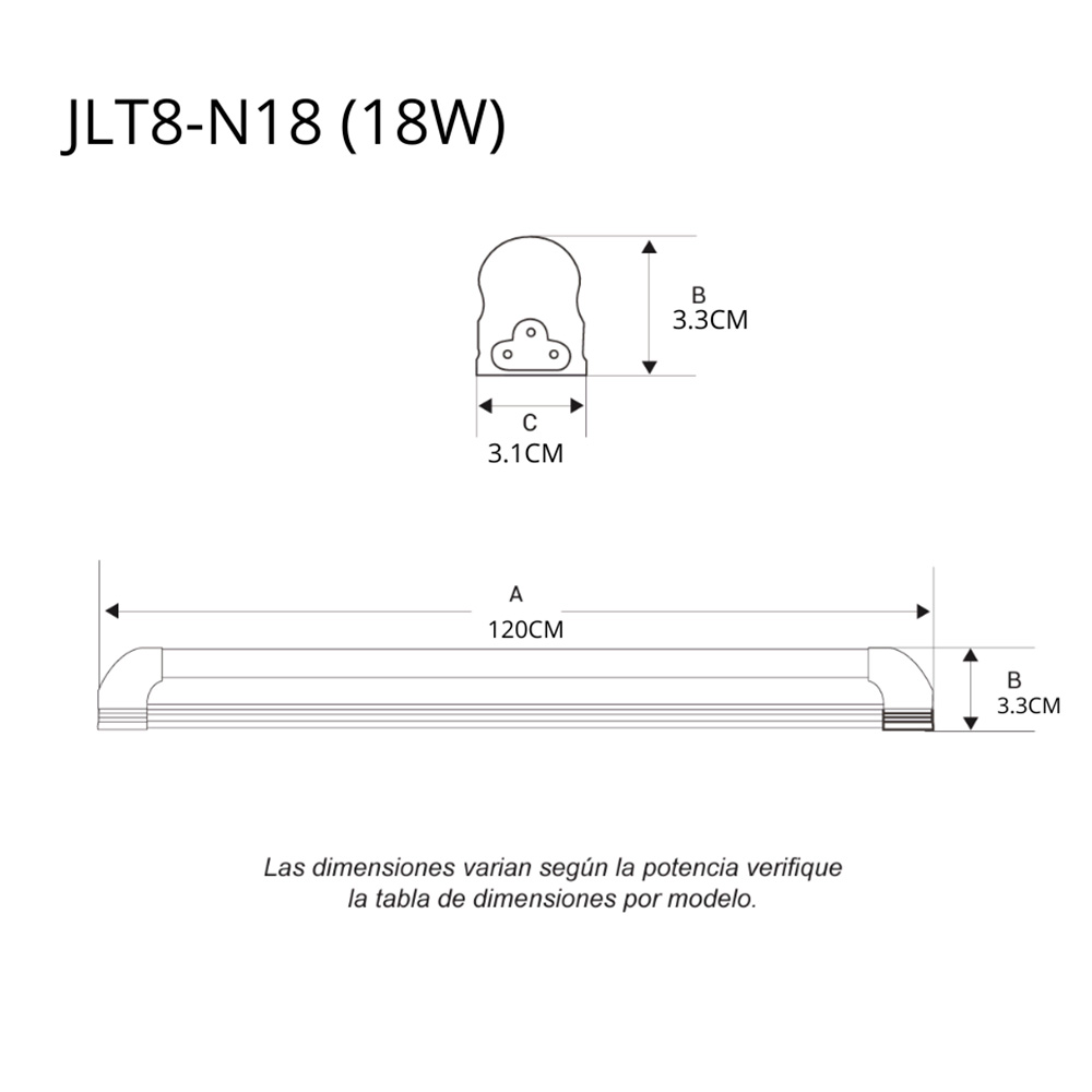 Tubo LED T8 18W 120 cm