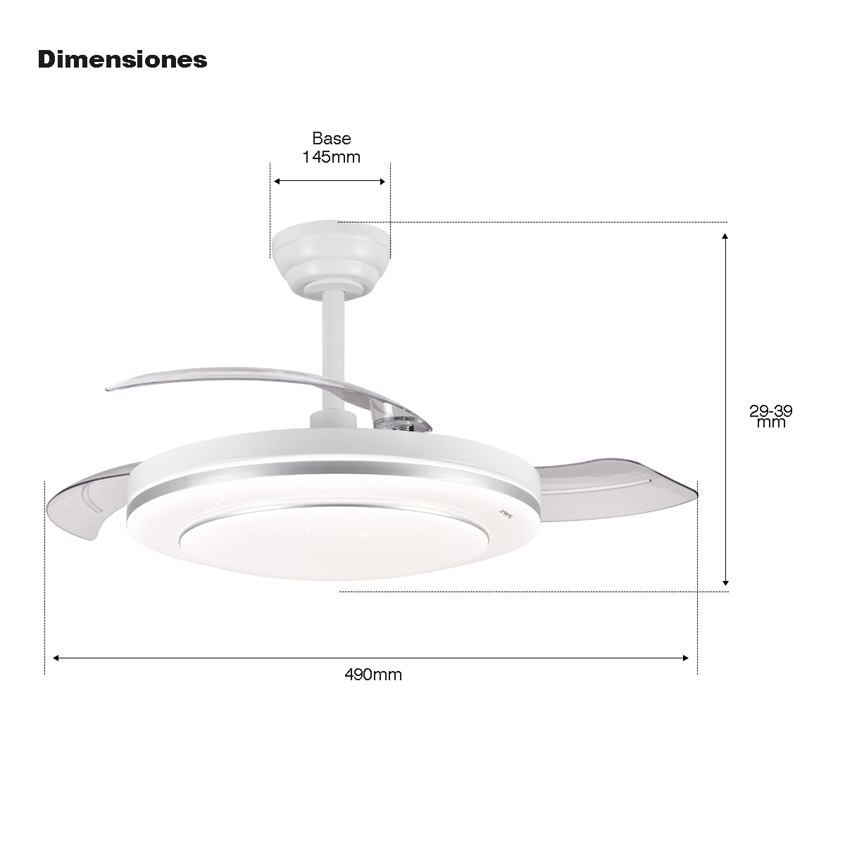 Ventilador de Techo con aspas retráctiles